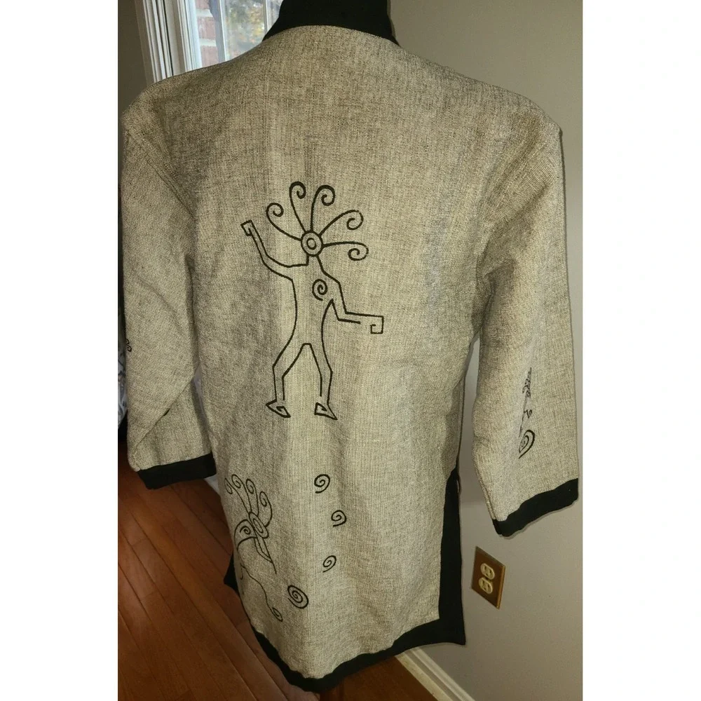 Venus Imports Piper w Flute Jacket Size X-Small Gray‎ 100% Cotton Artsy Buttons